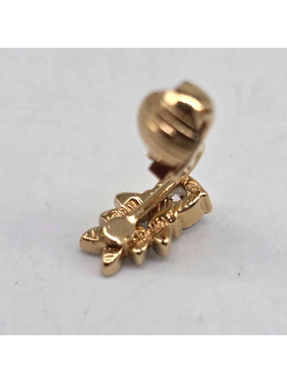 14K HGE Gold Plated Cubic ZirconiaPost Earrings Floral Leaf by Lind Vintage - Picture 9 of 9